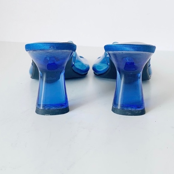 *SOLD* 90’s Open Toe Clear Blue Acrylic Heeled Mules - Picture 3 of 7